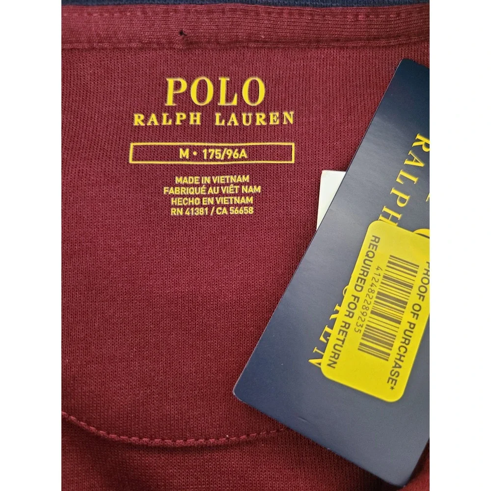 Polo Ralph Lauren Mens Quarter Snap Double Knit Pullover Burgundy Red Medium NWT - Picture 3 of 6